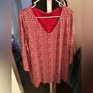 Red and White Patterned top